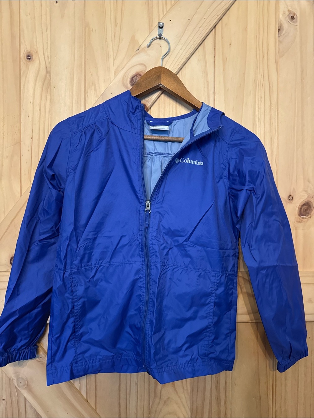 Columbia Royal Blue/ Purple  Hooded Kids Rain Jacket